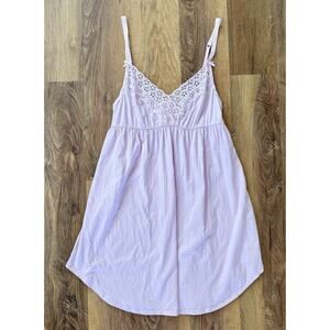 VTG Rare Victoria Secret Baby Doll Pink Cotton Nightgown Embroidered Lace M